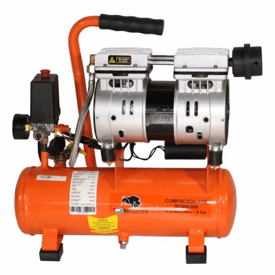 Dugattyús légkompresszor BISONTE SC008-009 olajmentes 230V 0,8 Le légáramlás 94 l/min nyomás 8 bar