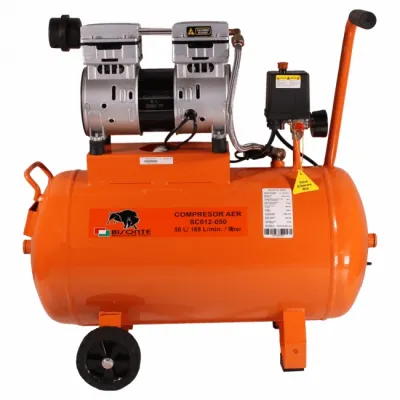 Dugattyús légkompresszor BISONTE SC012-50 olajmentes 230V 1,2 Le légáramlás 168 l/min nyomás 8bar