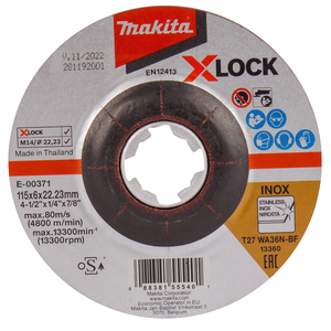 E-00371 - T2 X-LOCK csiszolókorong ACÉL 115x6mm WA36N