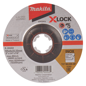 E-00402 - T2 X-LOCK csiszolókorong ACÉL 125x6mm WA36N