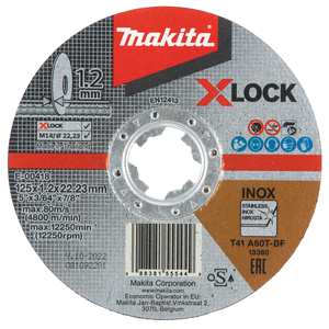 E-00418 - T2 X-LOCK vágókorong INOX 125x1.2mm A60T